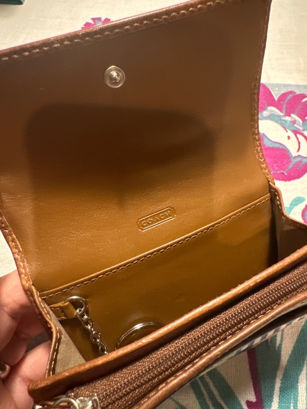 Coach Patchwork Canvas Tote and Wallet - Multicolor with Brown Trim - Picture 8 of 9